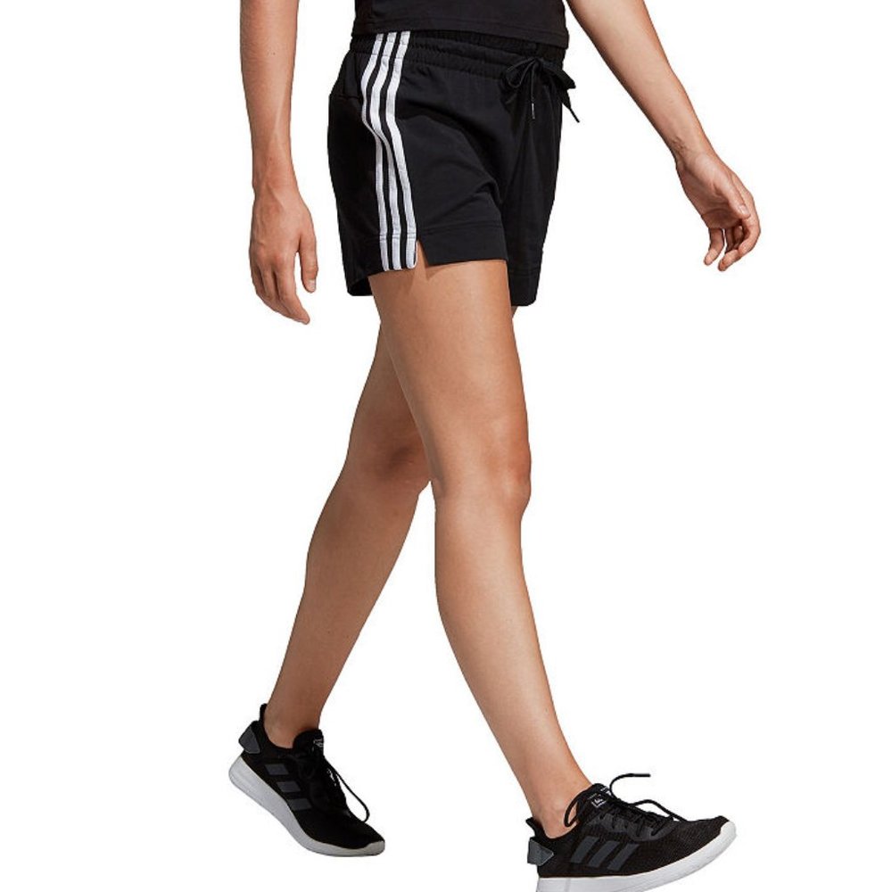 Adidas Black 3 White Stripe Loose Fit Running Shorts EUC sz MED
